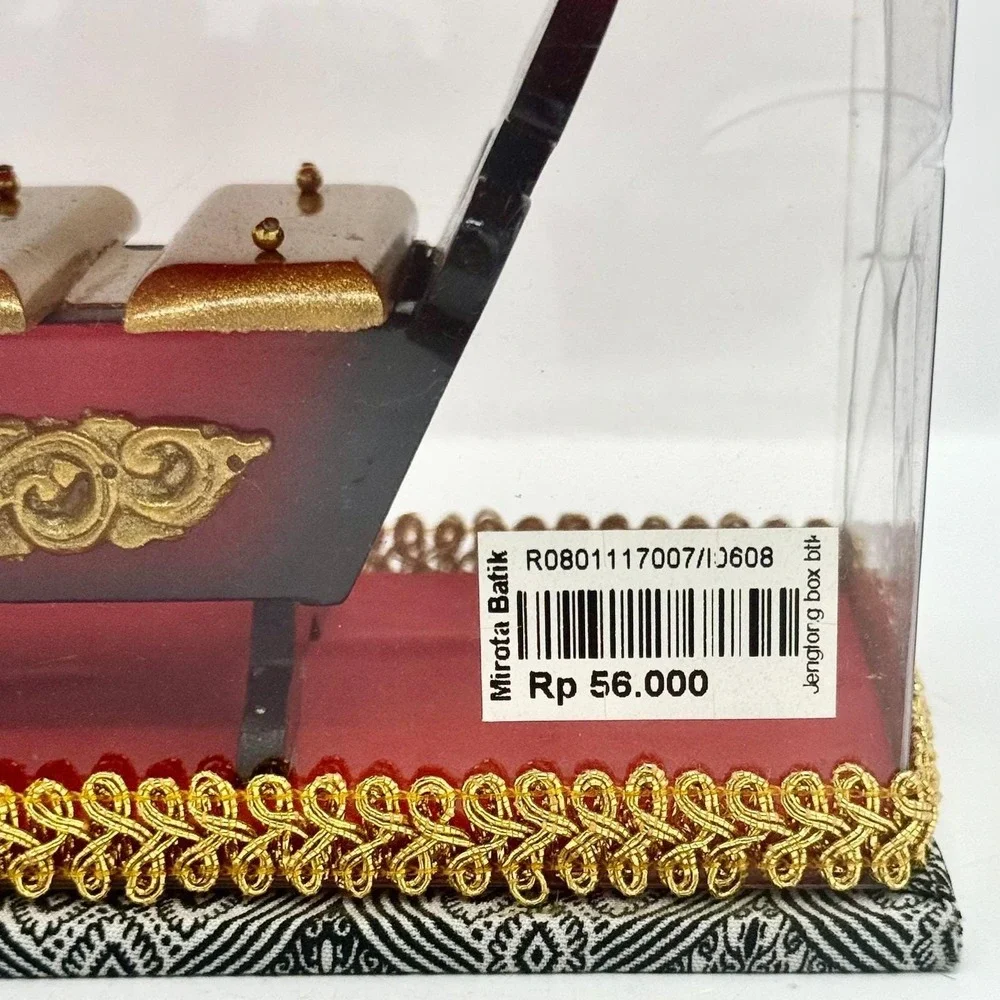 Vintage Indonesian Gamelan Xylophone Souvenir Batik Display Case Mini Instrument